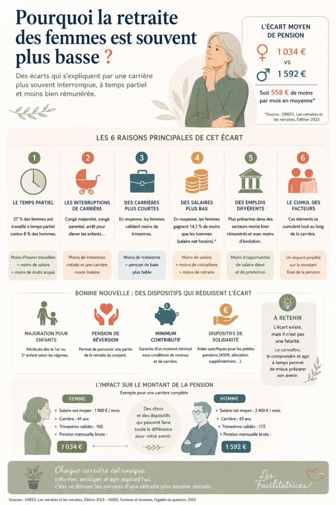 Infographie retraite femme plus basse